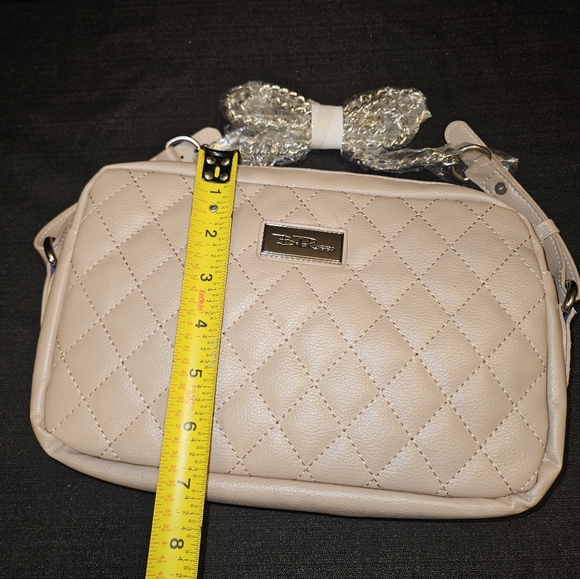 Bella Russo Quilted Faux Leather Crossbody Bag  Light Beige NWOT - Picture 7 of 7